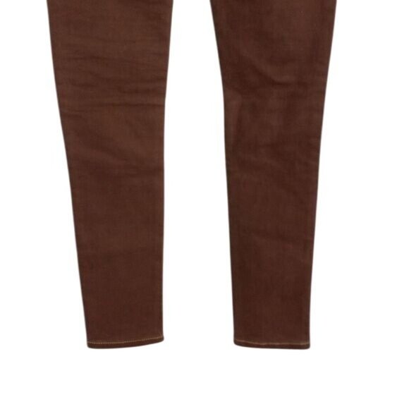 Moto Biker Pants 29 x 30 Womens Premium Brown Faux Leather Skinny Steampunk - Picture 14 of 15